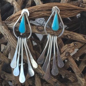 Vintage Sterling Silver Turquoise Stud Earrings